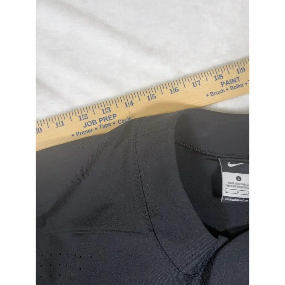 Nike Baseball Jersey Mens Large Black Dri Fit Button Front Short Sleeve